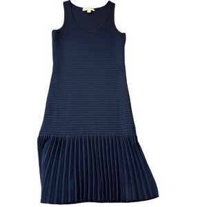 Michael Michael Kors Fitted Ribbed Dress Accordion Pleat Hem | Size S